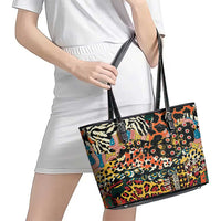 African Mixed Wild Animal Skins Leather Tote Bag - Wonder Print Shop