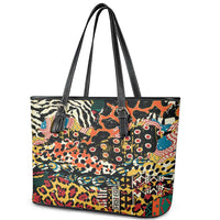 African Mixed Wild Animal Skins Leather Tote Bag - Wonder Print Shop