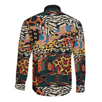 African Mixed Wild Animal Skins Long Sleeve Button Shirt - Wonder Print Shop