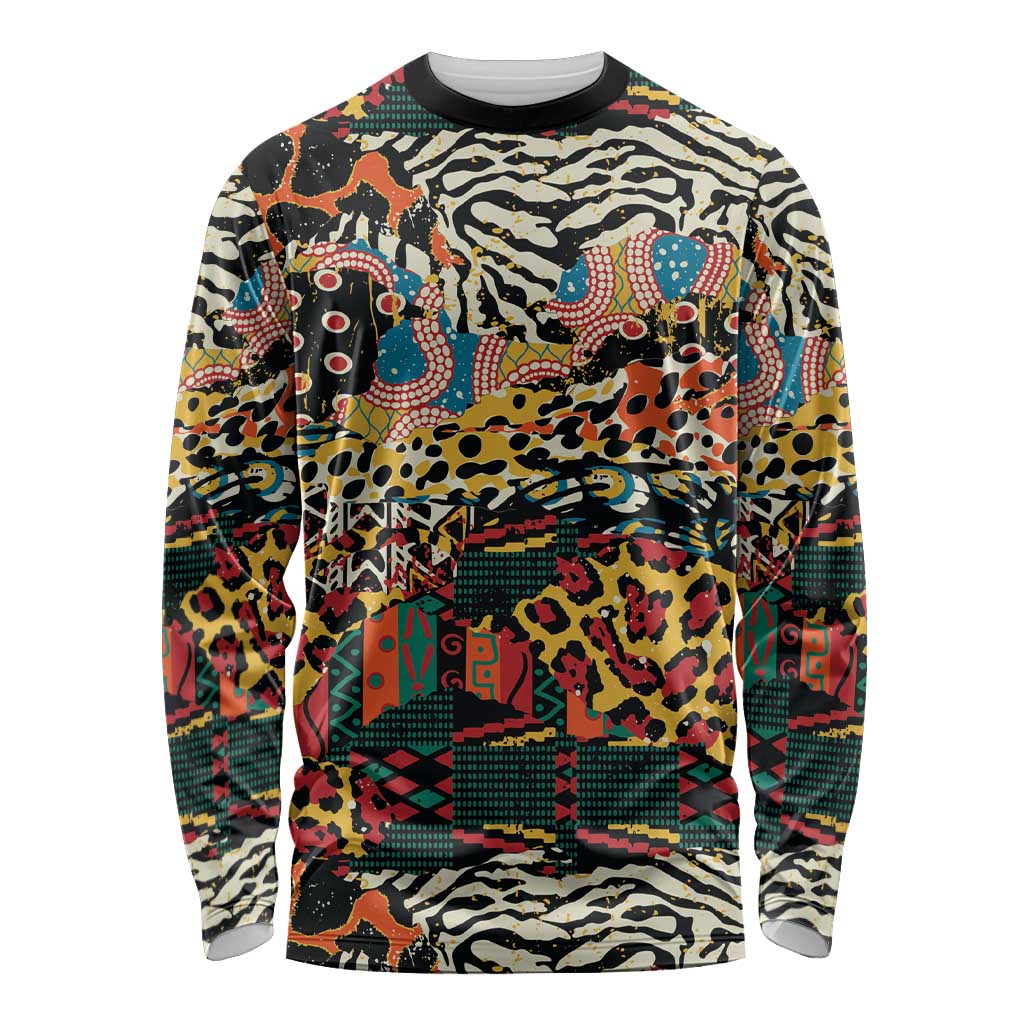 African Mixed Wild Animal Skins Long Sleeve Shirt - Wonder Print Shop