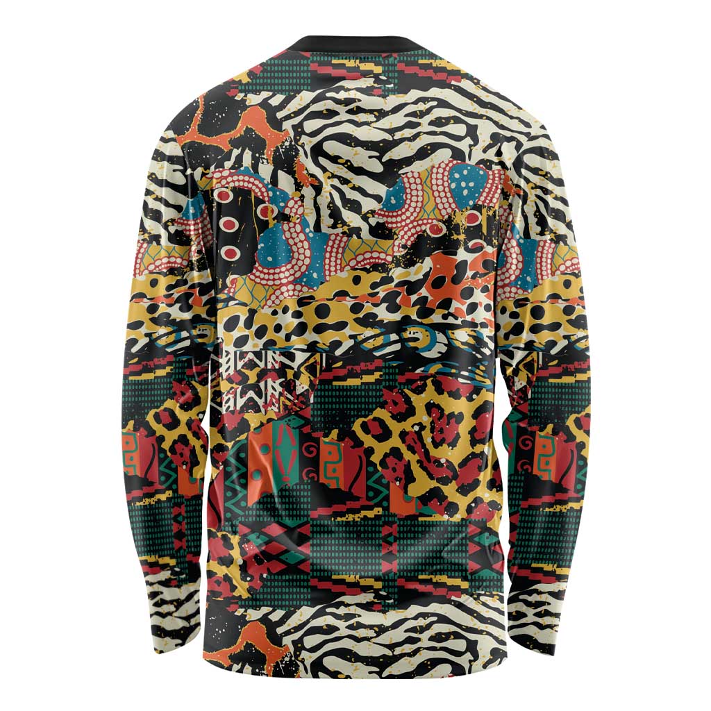 African Mixed Wild Animal Skins Long Sleeve Shirt - Wonder Print Shop