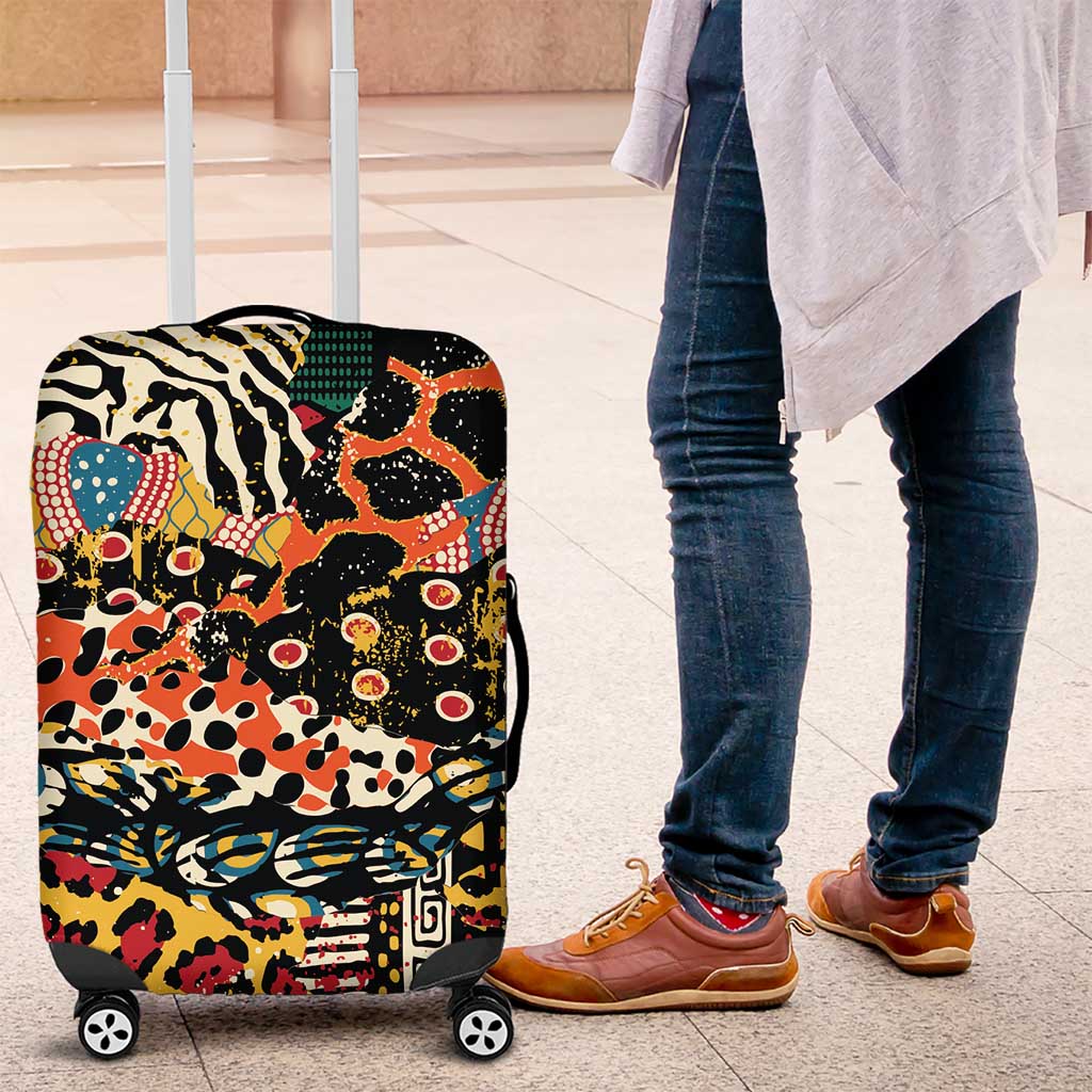 African Mixed Wild Animal Skins Luggage Cover - Wonder Print Shop