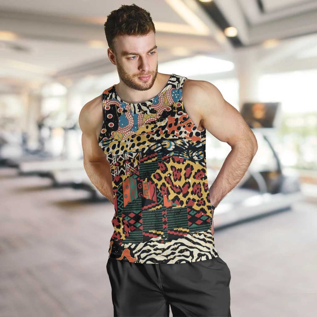 African Mixed Wild Animal Skins Men Tank Top - Wonder Print Shop