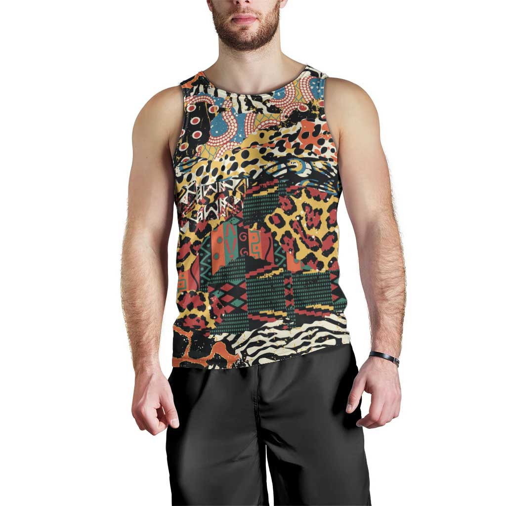 African Mixed Wild Animal Skins Men Tank Top - Wonder Print Shop
