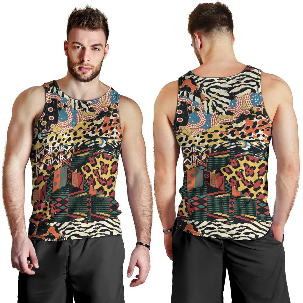 African Mixed Wild Animal Skins Men Tank Top - Wonder Print Shop