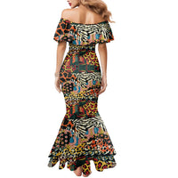 African Mixed Wild Animal Skins Mermaid Dress - Wonder Print Shop