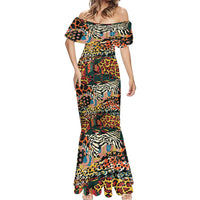African Mixed Wild Animal Skins Mermaid Dress - Wonder Print Shop