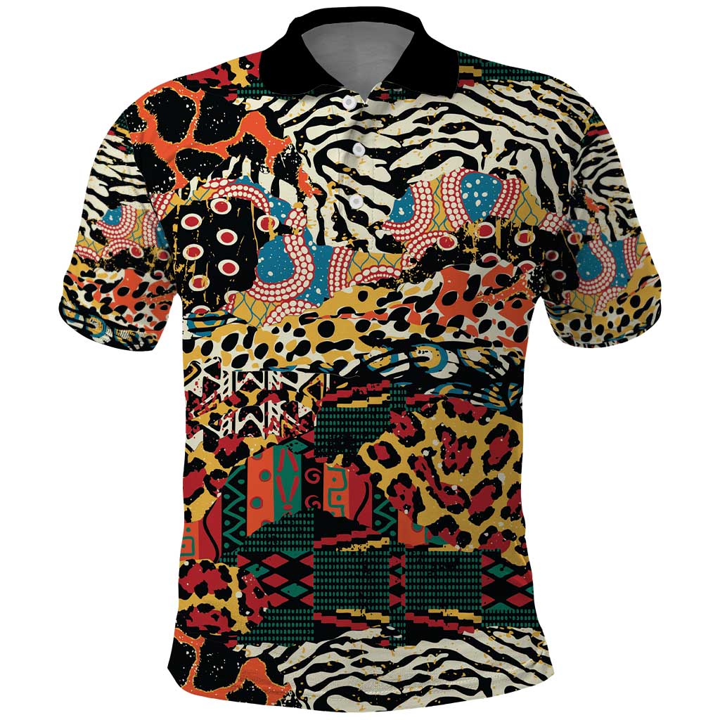 African Mixed Wild Animal Skins Polo Shirt - Wonder Print Shop