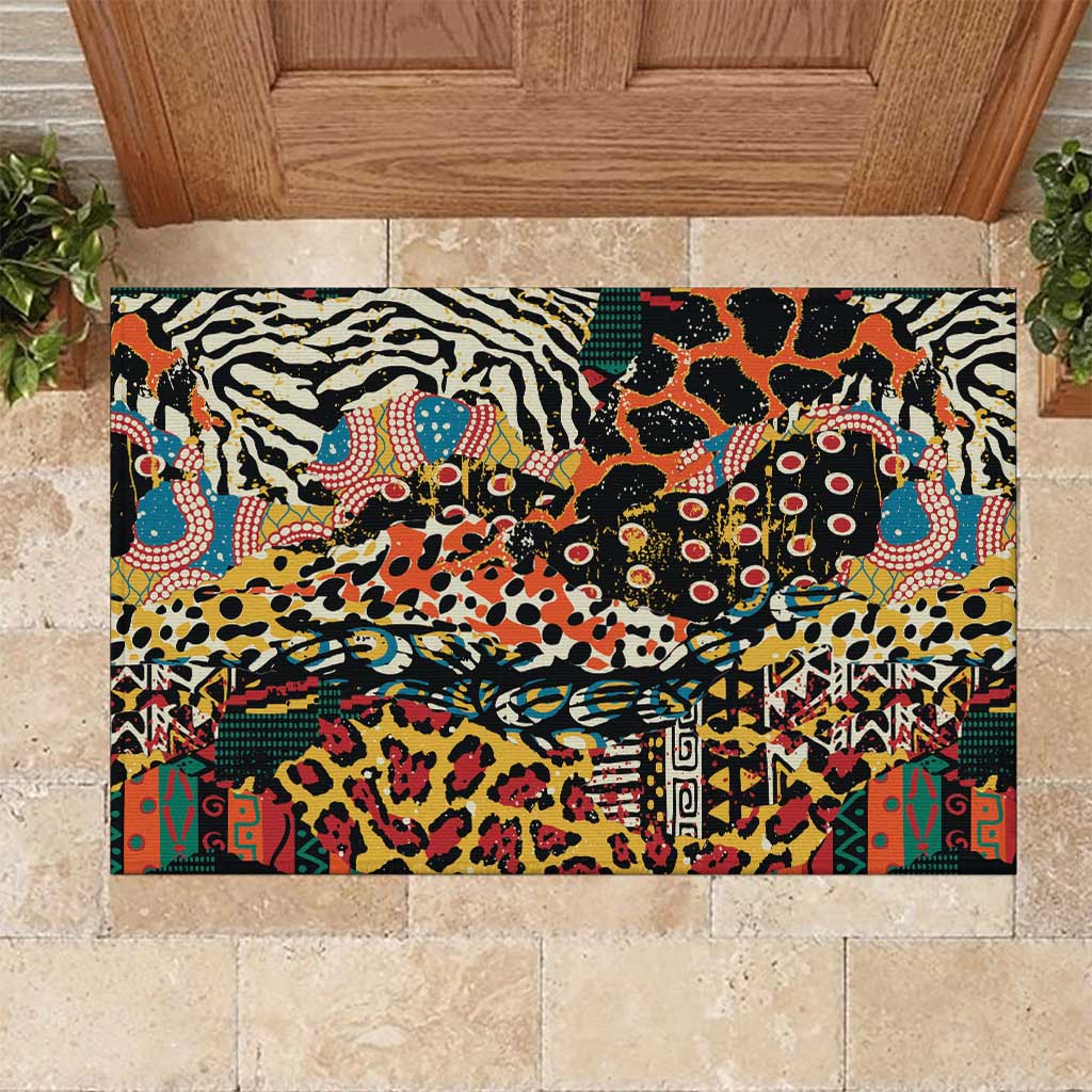 African Mixed Wild Animal Skins Rubber Doormat - Wonder Print Shop