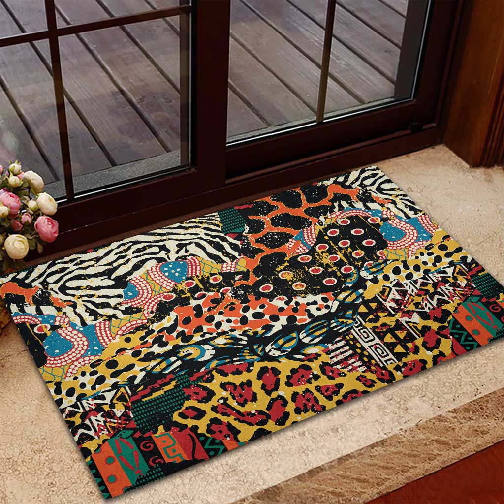 African Mixed Wild Animal Skins Rubber Doormat - Wonder Print Shop