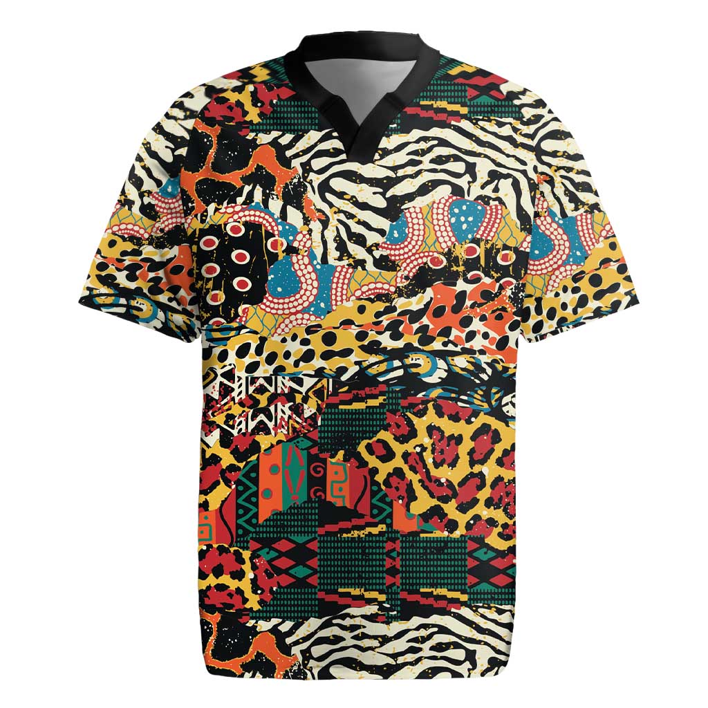African Mixed Wild Animal Skins Rugby Jersey - Wonder Print Shop