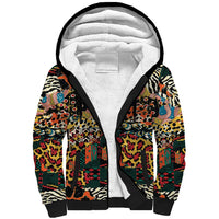 African Mixed Wild Animal Skins Sherpa Hoodie - Wonder Print Shop
