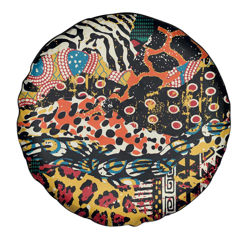 African Mixed Wild Animal Skins Spare Tire Cover - Wonder Print Shop