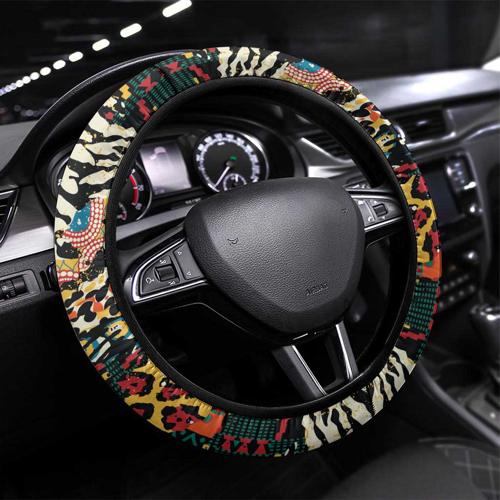 African Mixed Wild Animal Skins Steering Wheel Cover - Wonder Print Shop