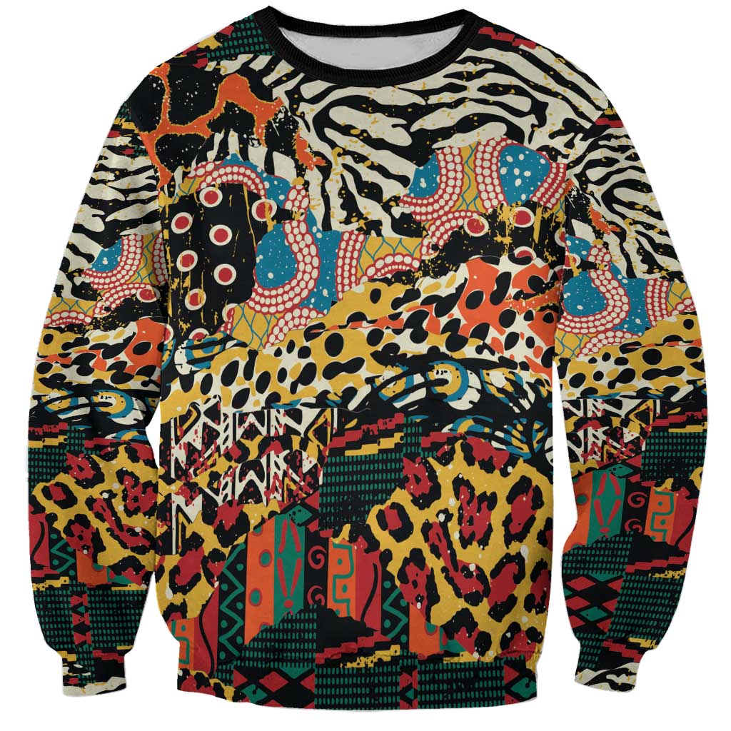 African Mixed Wild Animal Skins Sweatshirt - Wonder Print Shop