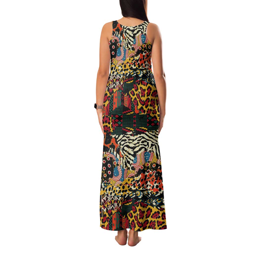 African Mixed Wild Animal Skins Tank Maxi Dress - Wonder Print Shop