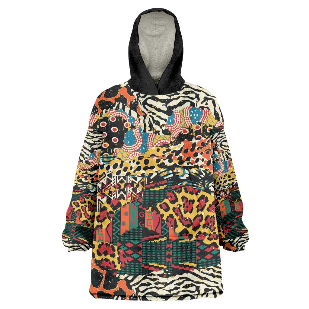 African Mixed Wild Animal Skins Wearable Blanket Hoodie - Wonder Print Shop