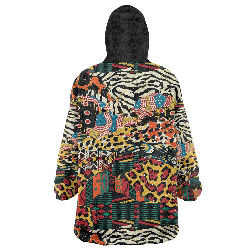African Mixed Wild Animal Skins Wearable Blanket Hoodie - Wonder Print Shop