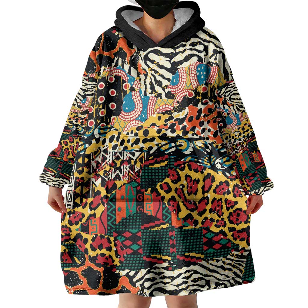 African Mixed Wild Animal Skins Wearable Blanket Hoodie - Wonder Print Shop