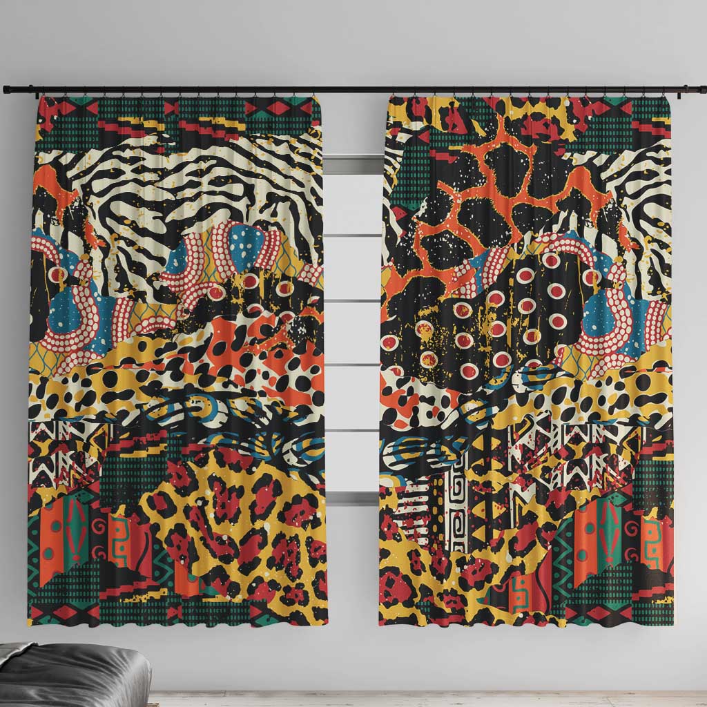 African Mixed Wild Animal Skins Window Curtain - Wonder Print Shop