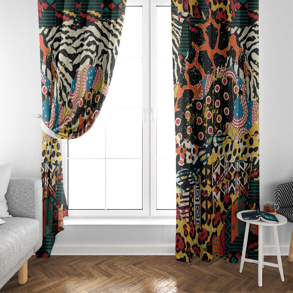African Mixed Wild Animal Skins Window Curtain - Wonder Print Shop
