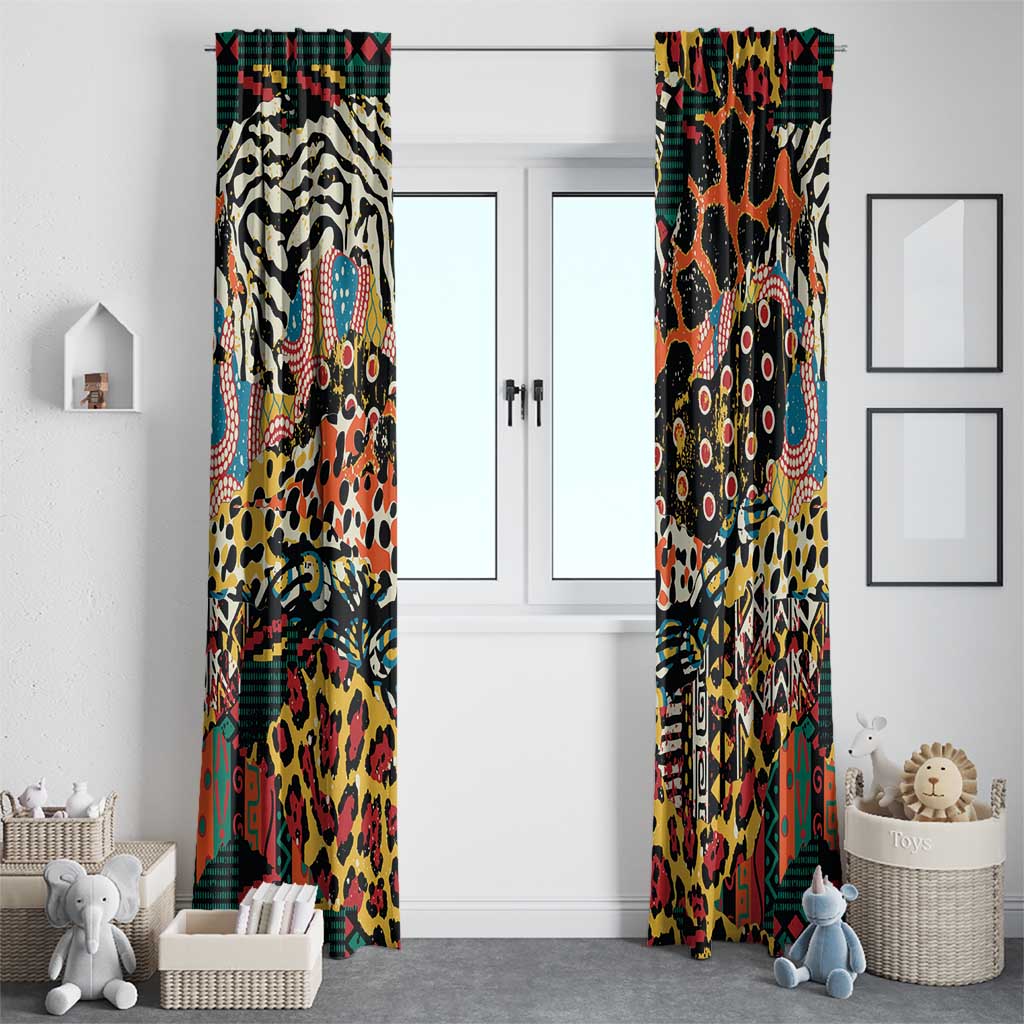 African Mixed Wild Animal Skins Window Curtain - Wonder Print Shop