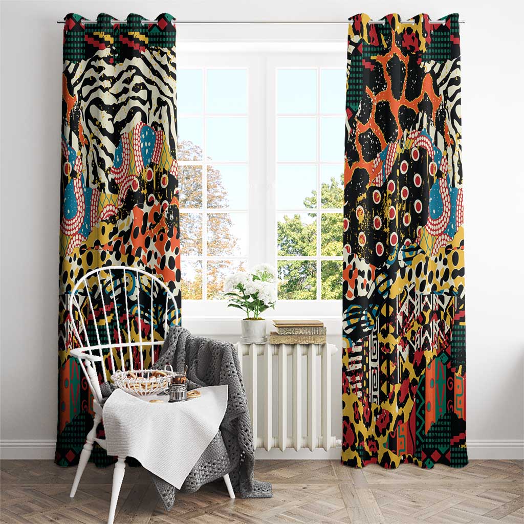 African Mixed Wild Animal Skins Window Curtain - Wonder Print Shop