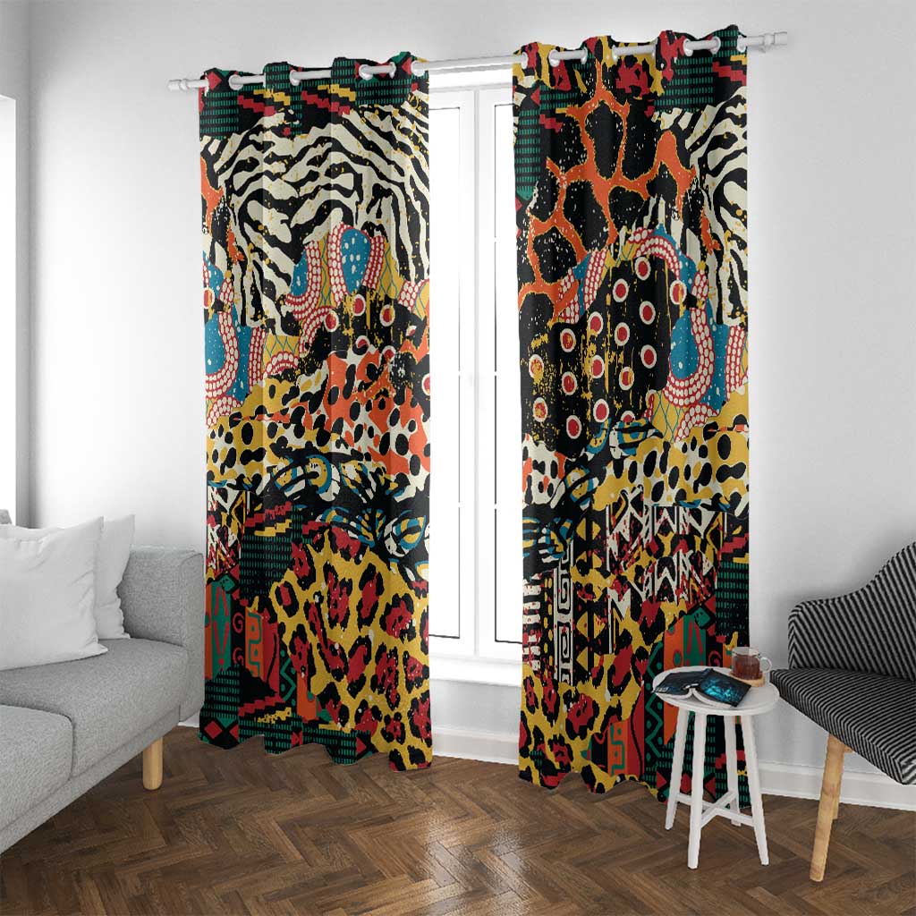 African Mixed Wild Animal Skins Window Curtain - Wonder Print Shop