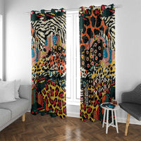 African Mixed Wild Animal Skins Window Curtain - Wonder Print Shop