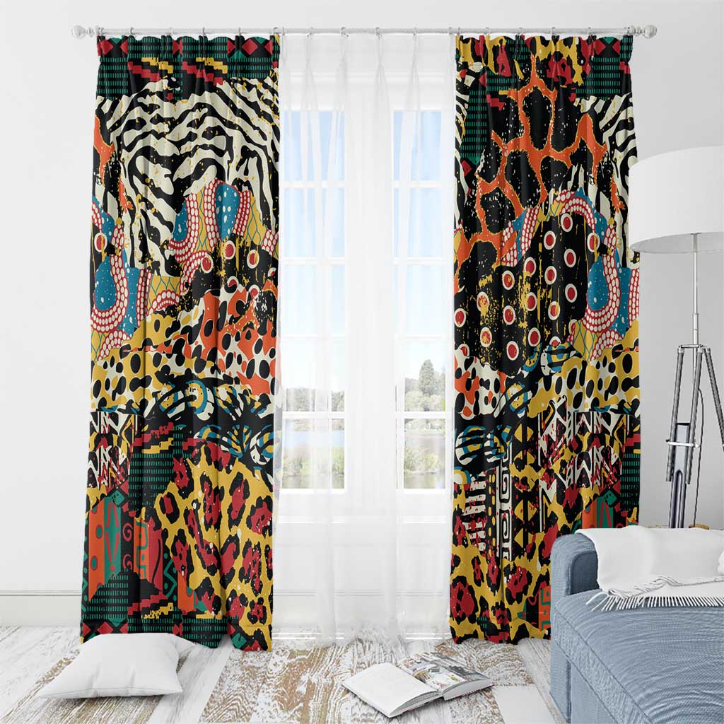 African Mixed Wild Animal Skins Window Curtain - Wonder Print Shop