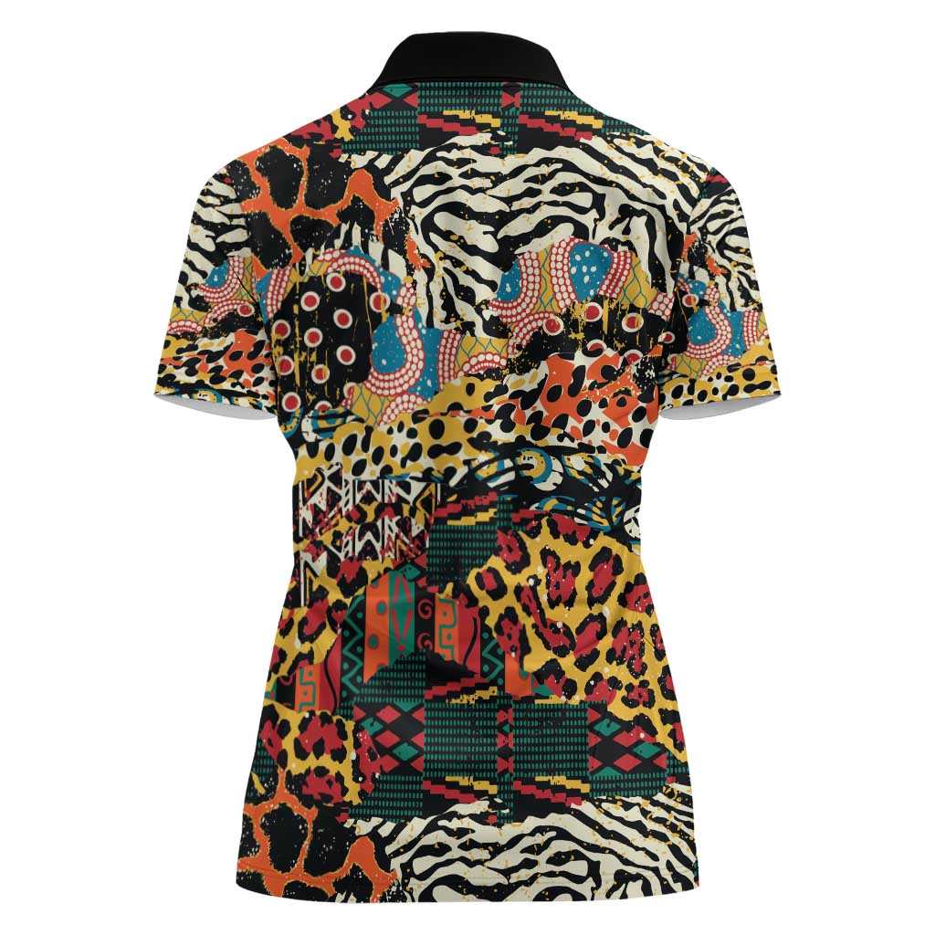 African Mixed Wild Animal Skins Women Polo Shirt - Wonder Print Shop
