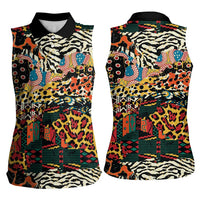African Mixed Wild Animal Skins Women Sleeveless Polo Shirt - Wonder Print Shop