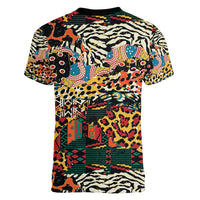 African Mixed Wild Animal Skins Women V-Neck T-Shirt - Wonder Print Shop