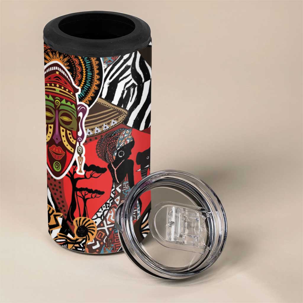 Beautiful African Women Ethnic Motifs 4 in 1 Can Cooler Tumbler LT9 - Wonder Print Shop