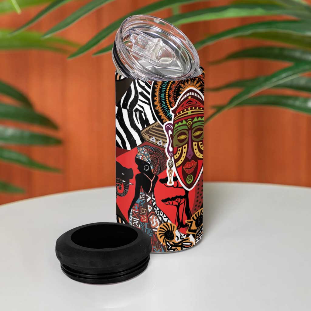Beautiful African Women Ethnic Motifs 4 in 1 Can Cooler Tumbler LT9 - Wonder Print Shop