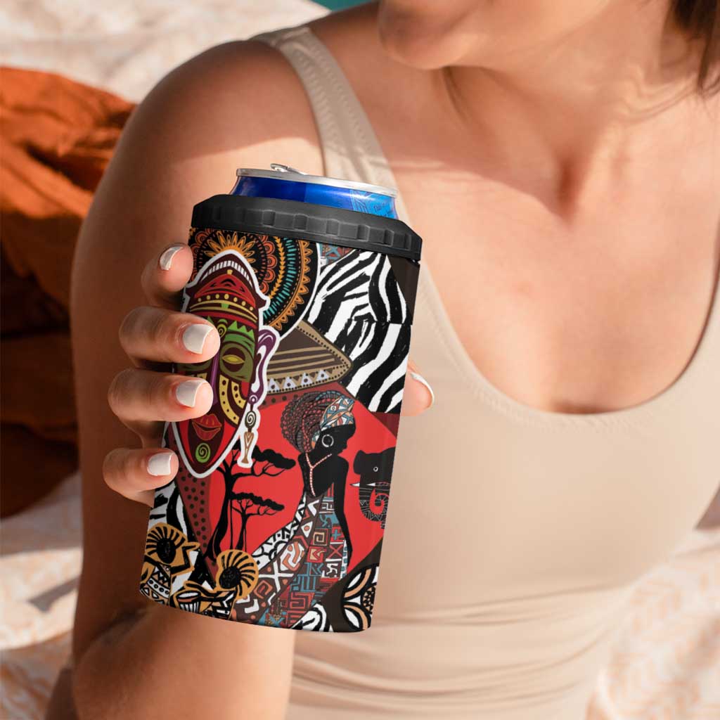 Beautiful African Women Ethnic Motifs 4 in 1 Can Cooler Tumbler LT9 - Wonder Print Shop
