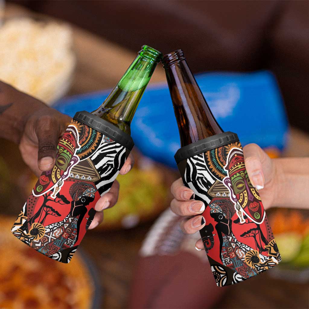 Beautiful African Women Ethnic Motifs 4 in 1 Can Cooler Tumbler LT9 - Wonder Print Shop