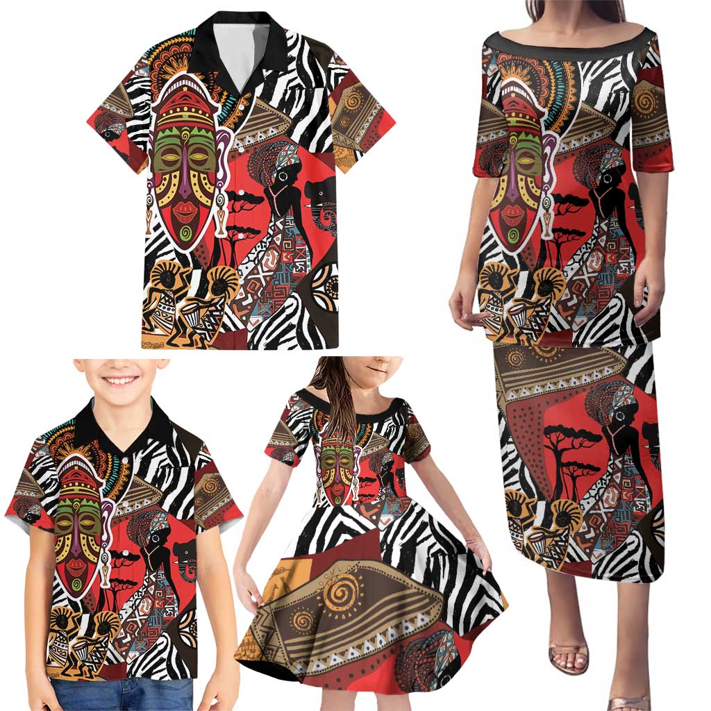 Beautiful African Women Ethnic Motifs Family Matching Puletasi and Hawaiian Shirt - Wonder Print Shop