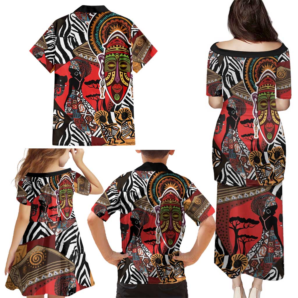 Beautiful African Women Ethnic Motifs Family Matching Puletasi and Hawaiian Shirt - Wonder Print Shop