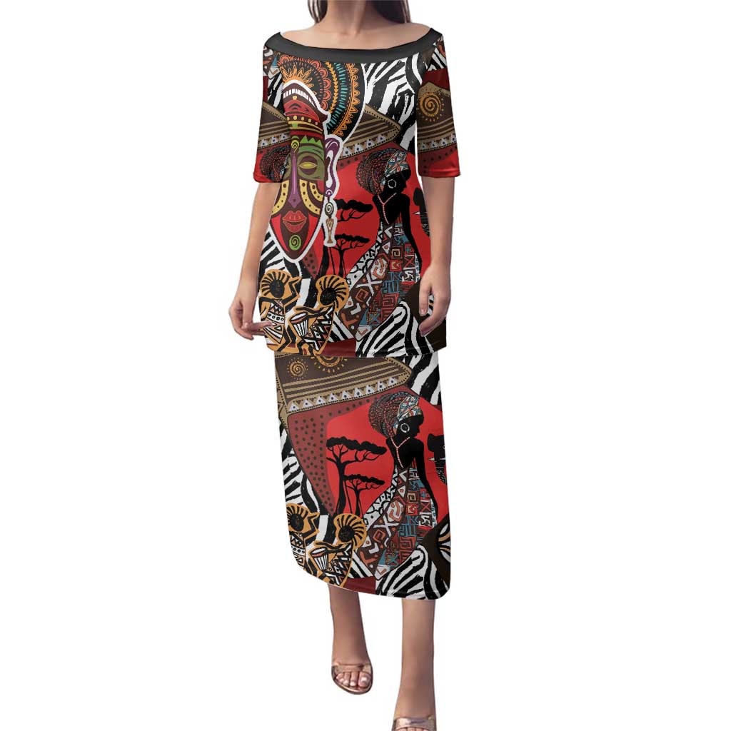 Beautiful African Women Ethnic Motifs Family Matching Puletasi and Hawaiian Shirt - Wonder Print Shop