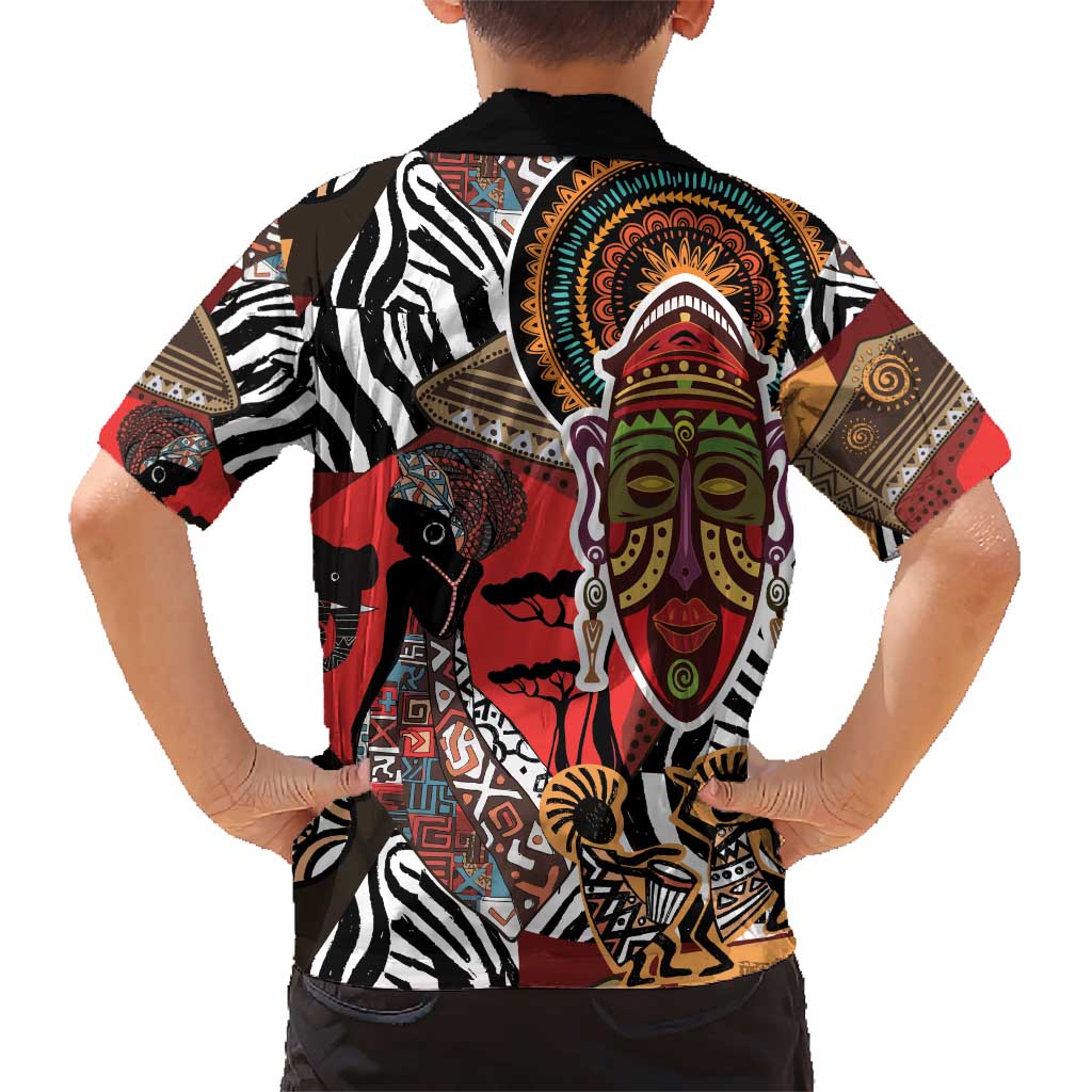 Beautiful African Women Ethnic Motifs Family Matching Short Sleeve Bodycon Dress and Hawaiian Shirt - Wonder Print Shop