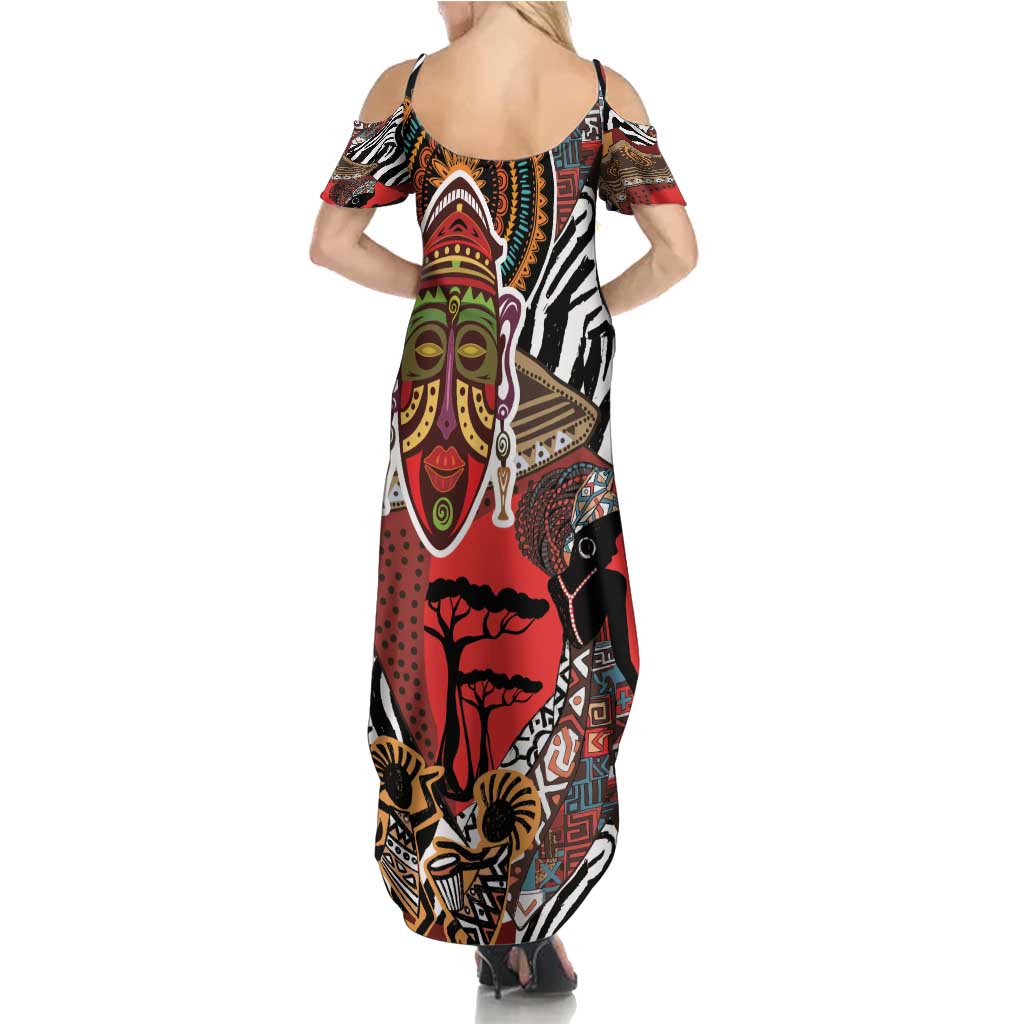 Beautiful African Women Ethnic Motifs Family Matching Summer Maxi Dress and Hawaiian Shirt - Wonder Print Shop