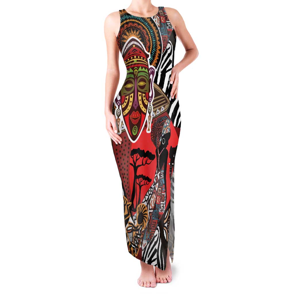 Beautiful African Women Ethnic Motifs Family Matching Tank Maxi Dress and Hawaiian Shirt - Wonder Print Shop