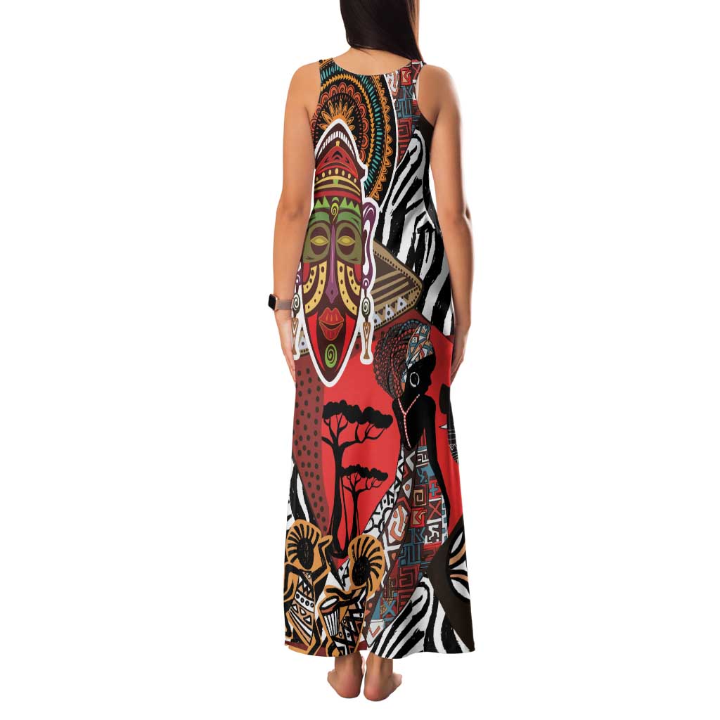Beautiful African Women Ethnic Motifs Family Matching Tank Maxi Dress and Hawaiian Shirt - Wonder Print Shop