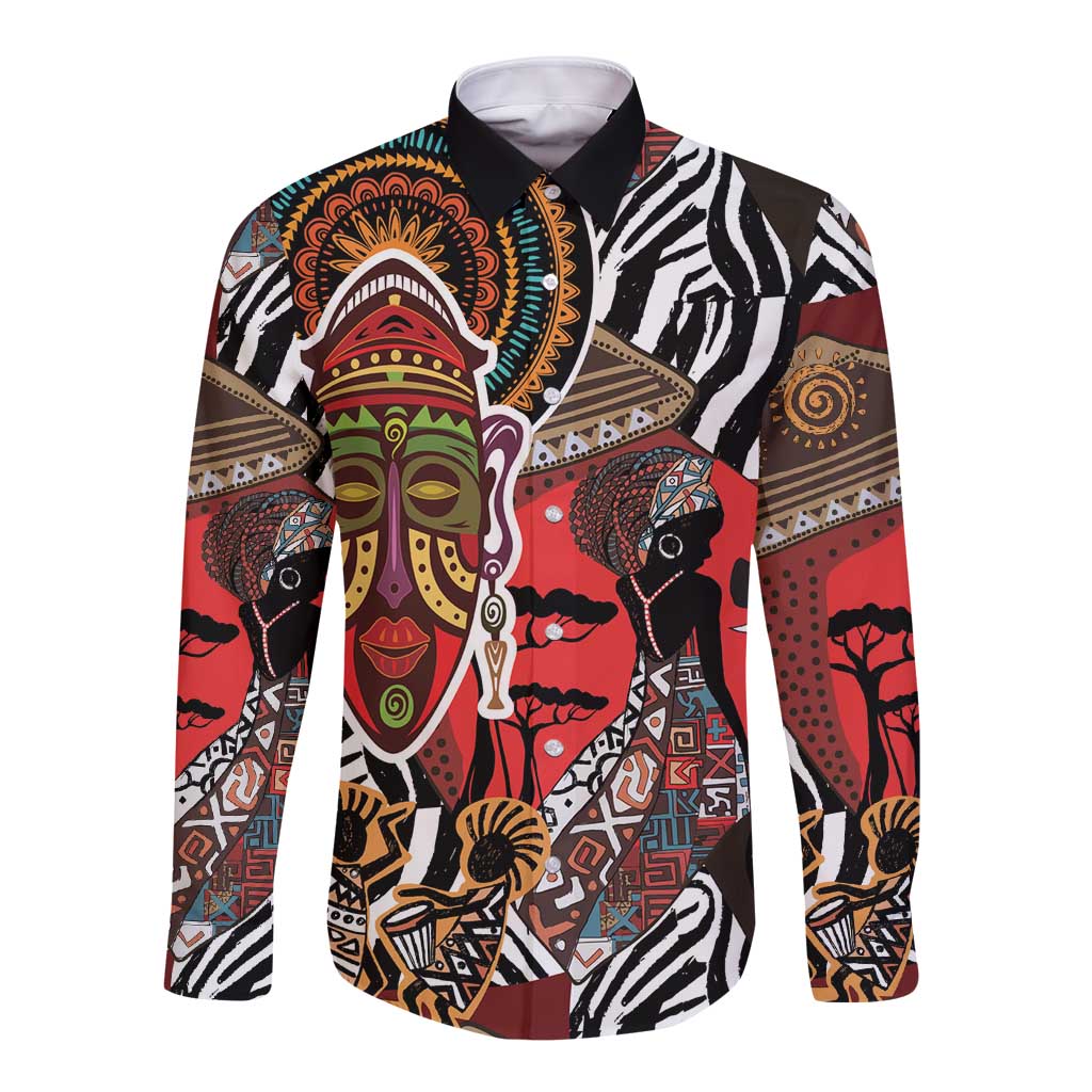 Beautiful African Women Ethnic Motifs Long Sleeve Button Shirt - Wonder Print Shop