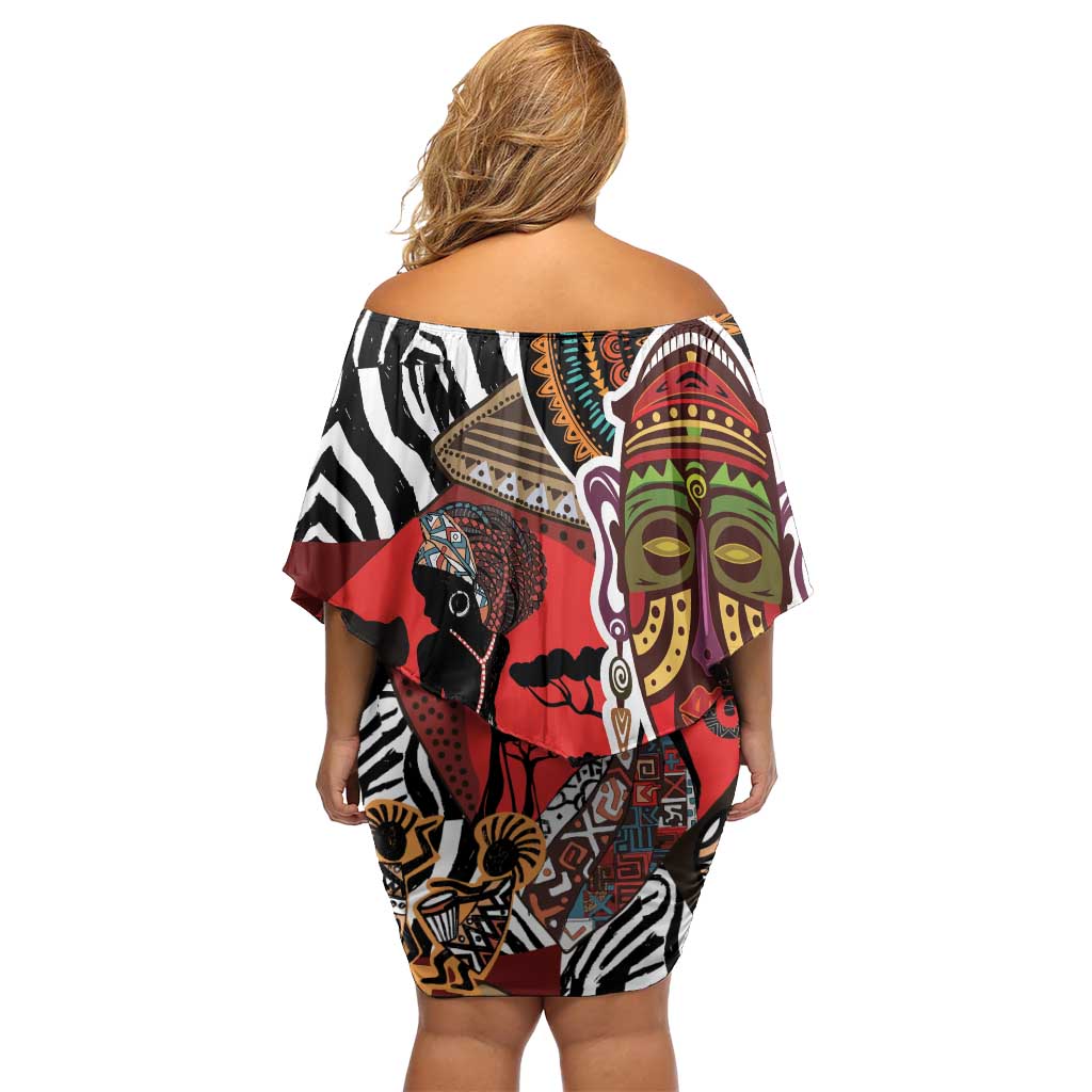 Beautiful African Women Ethnic Motifs Off Shoulder Short Dress - Wonder Print Shop