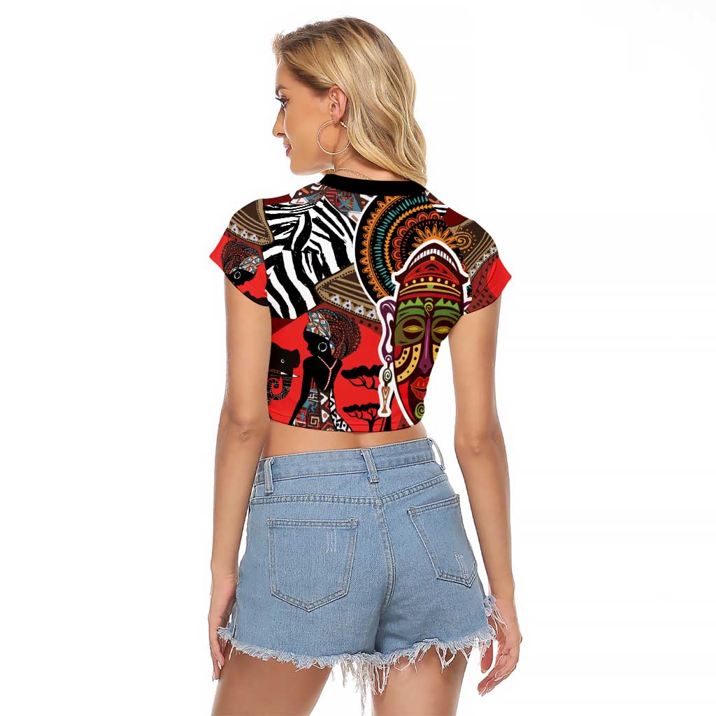 Beautiful African Women Ethnic Motifs Raglan Cropped T Shirt - Wonder Print Shop