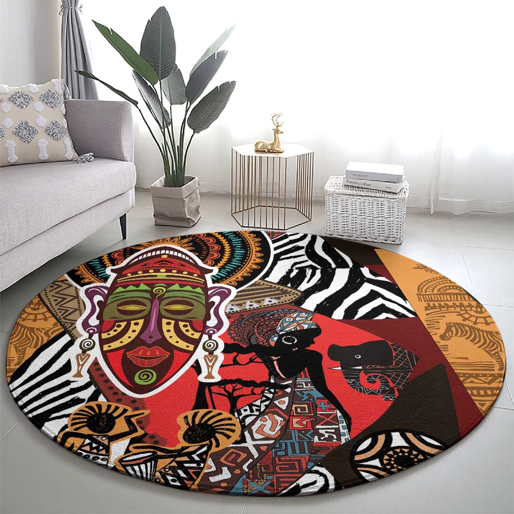 Beautiful African Women Ethnic Motifs Round Carpet