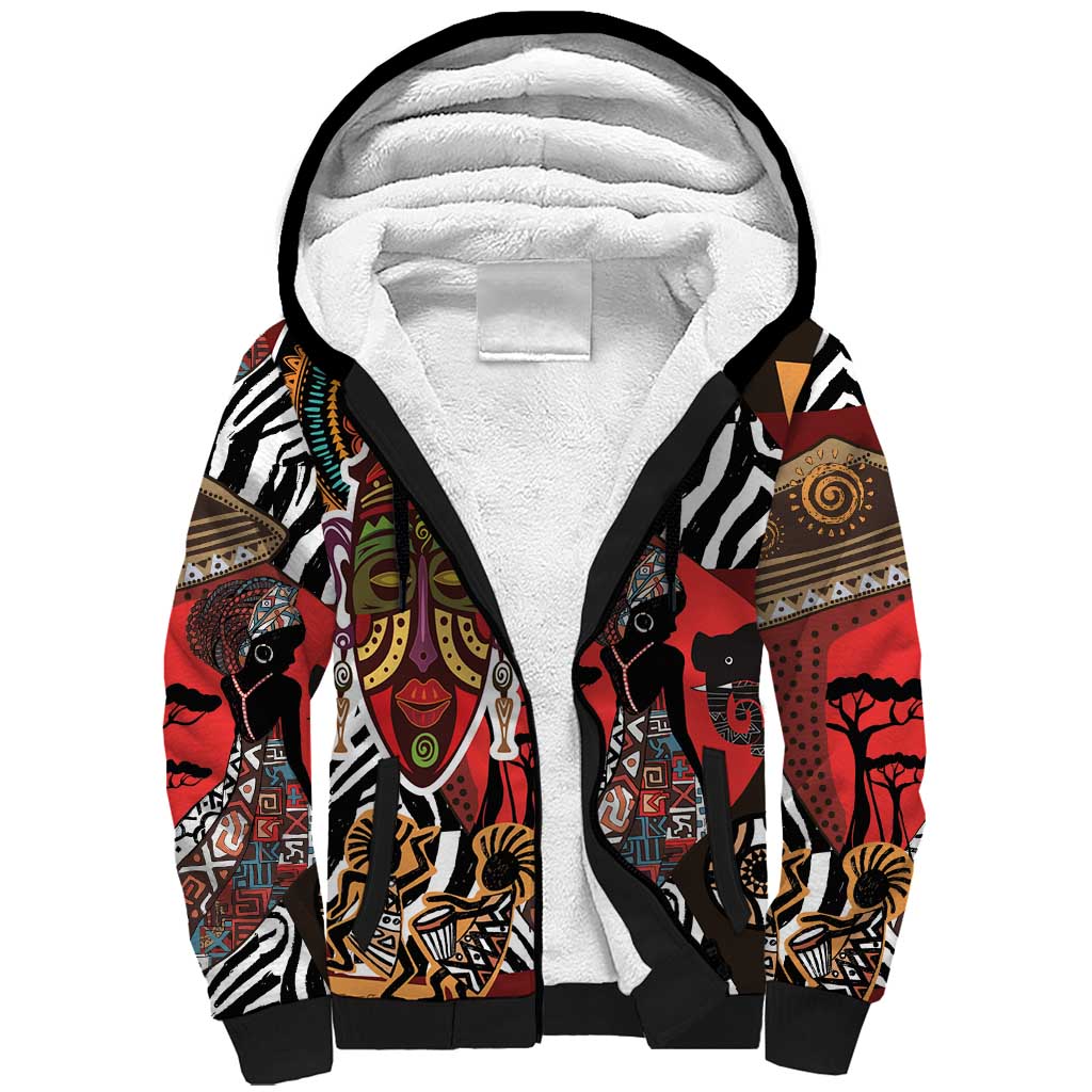 Beautiful African Women Ethnic Motifs Sherpa Hoodie - Wonder Print Shop