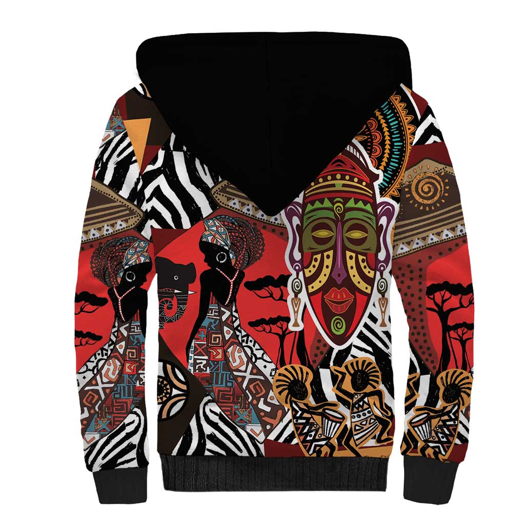 Beautiful African Women Ethnic Motifs Sherpa Hoodie - Wonder Print Shop